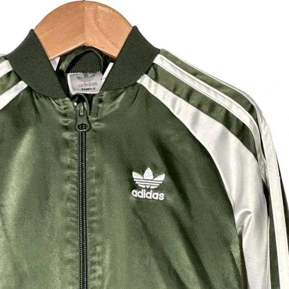 Adidas Sample Bomber Jacket Kids 5/6‎ Sukajan Tiger Embroidered Satin Green Rare - Picture 8 of 16